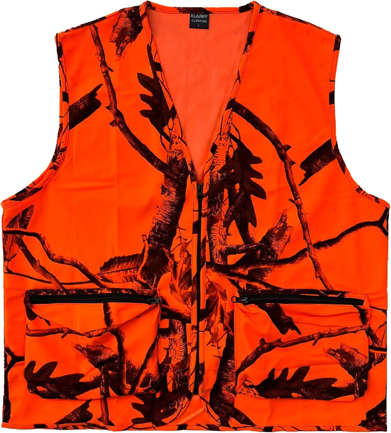 Klarny Blaze Orange Hunting Vest with Pockets, High-Visibility, Waterproof, Ultra-Quiet Deer and Bow Hunting Gear Accessories