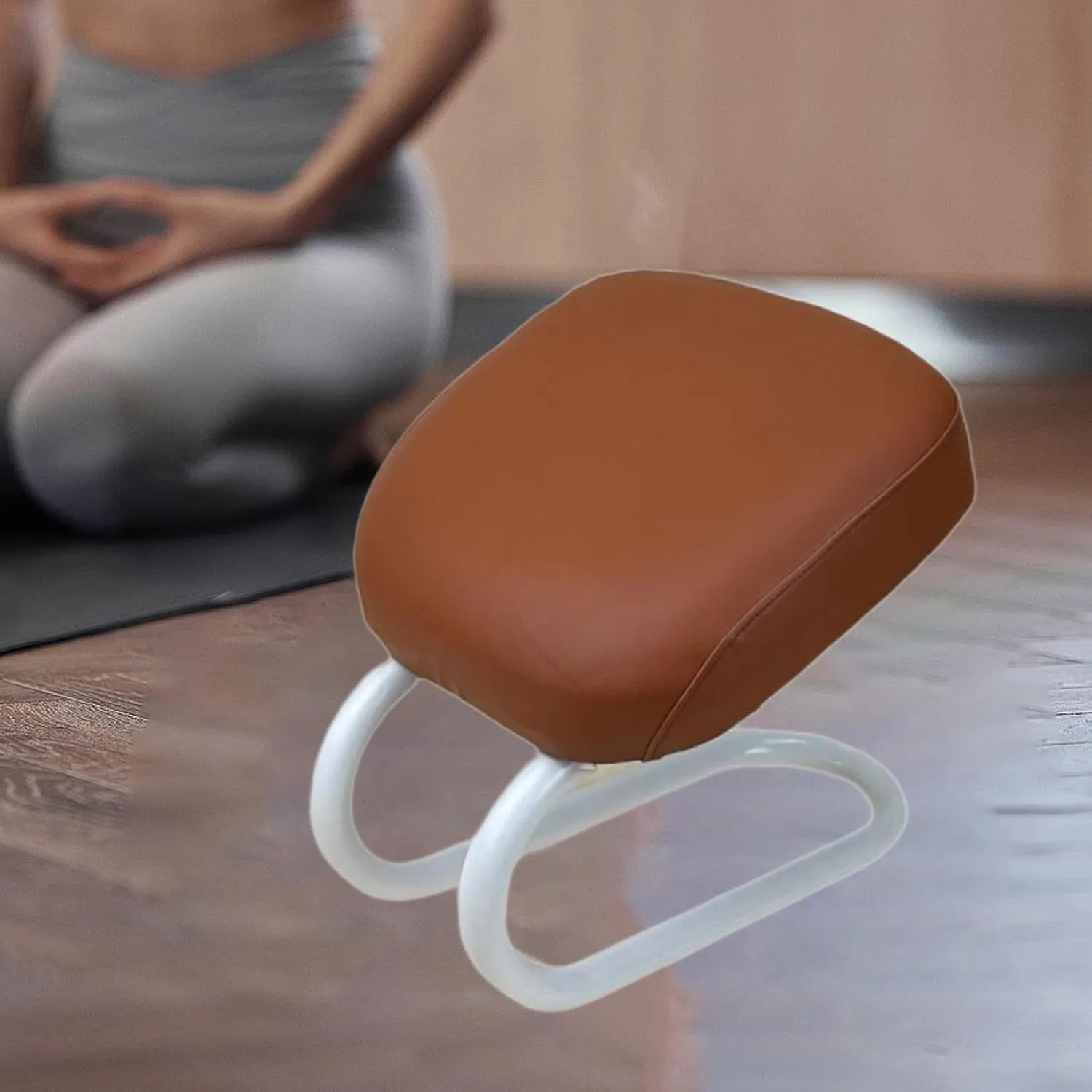 Kneeling Meditation Stool Kneeler Compact Versatile Stable Women Adults Comfortable Chair Prayer Stool for Yoga Household Praying, Brown