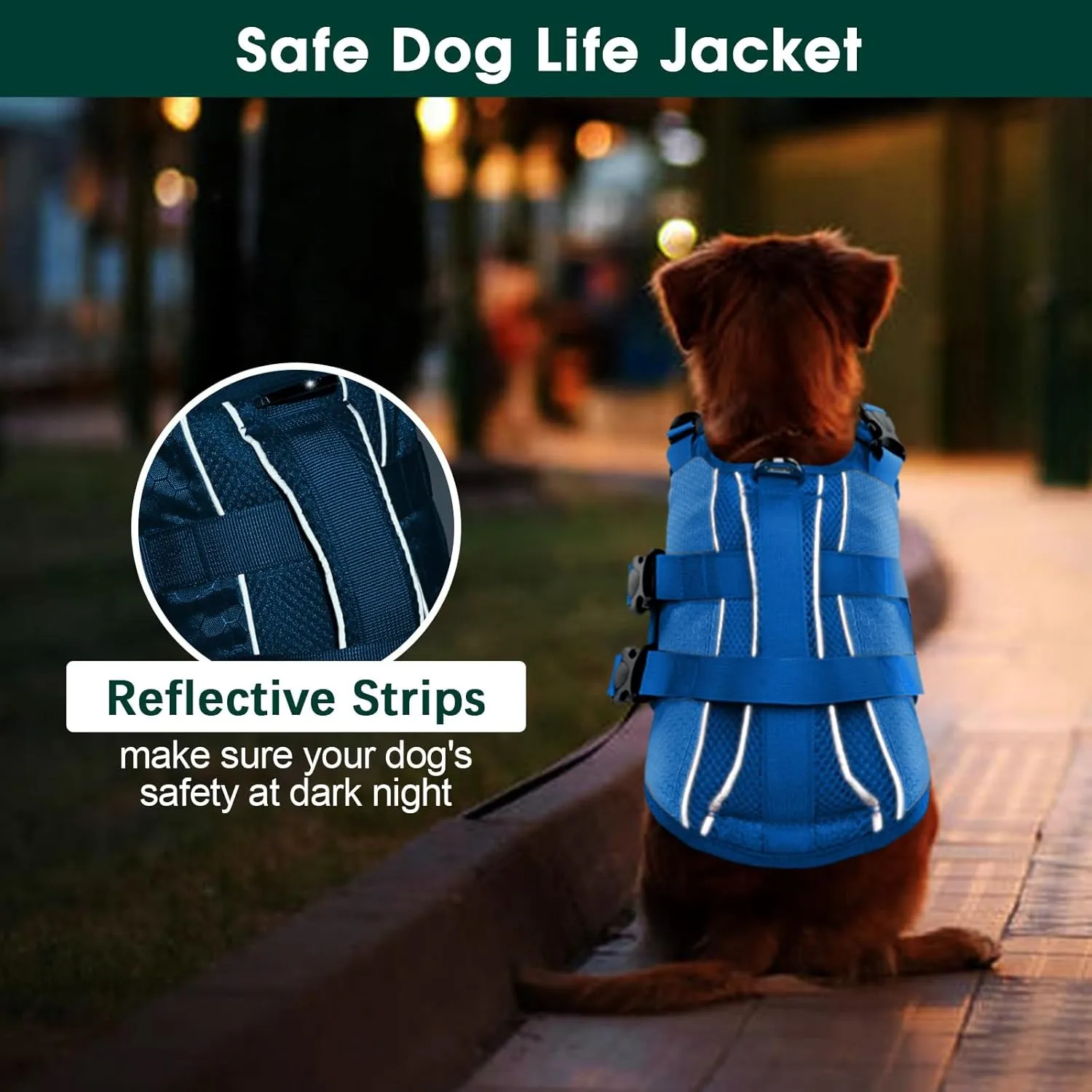 Kuoser Dog Life Jacket High Flotation, Reflective Dogs Life Vest for Swimming Boating, Adjustable Small Medium Large Dog lifejacket, Lightweight Dogs Life Preserver Rescue Handle Spring Summer Pool