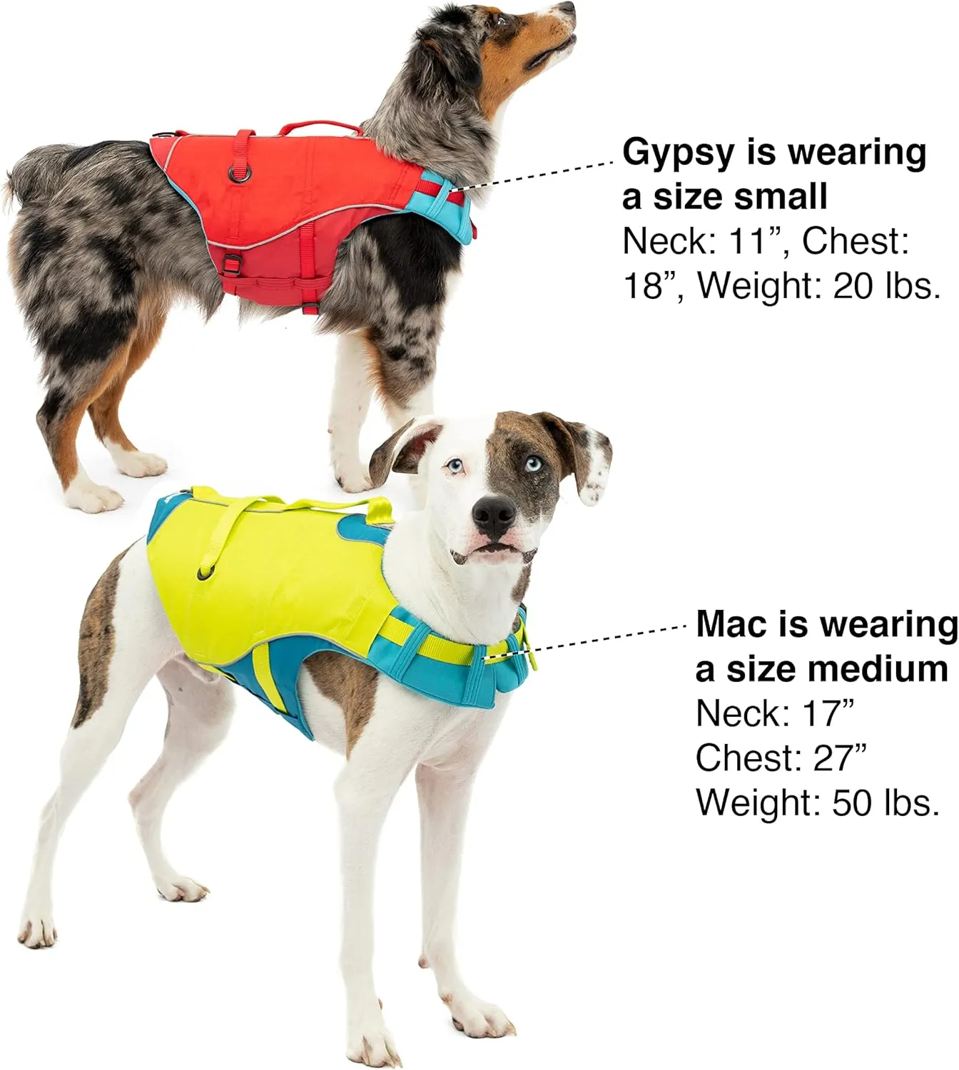 Kurgo Surf n' Turf Dog Life Jacket, Adjustable Dog PFD, Reflective Floatation Vest for Small to Large Pets (Yellow/Blue, X-Small)