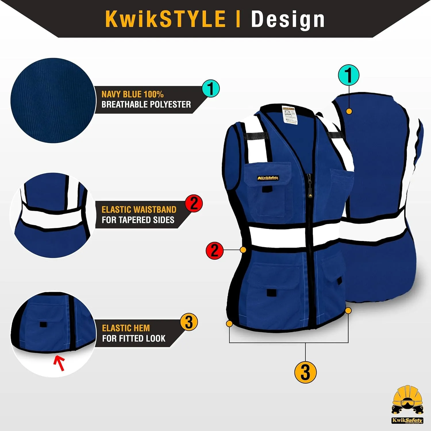 KwikSafety - Charlotte, NC - Multi Color Safety Vest for Women, High Visibility Reflective Strips Premium ANSI Class Unrated