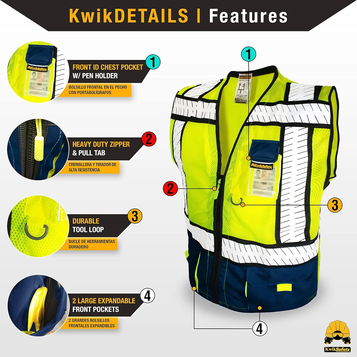 KwikSafety - Charlotte, NC - SHERIFF & SPECIALIST Safety Vest [Multi-Use Pockets & Fishbone Tape] ANSI Tested OSHA