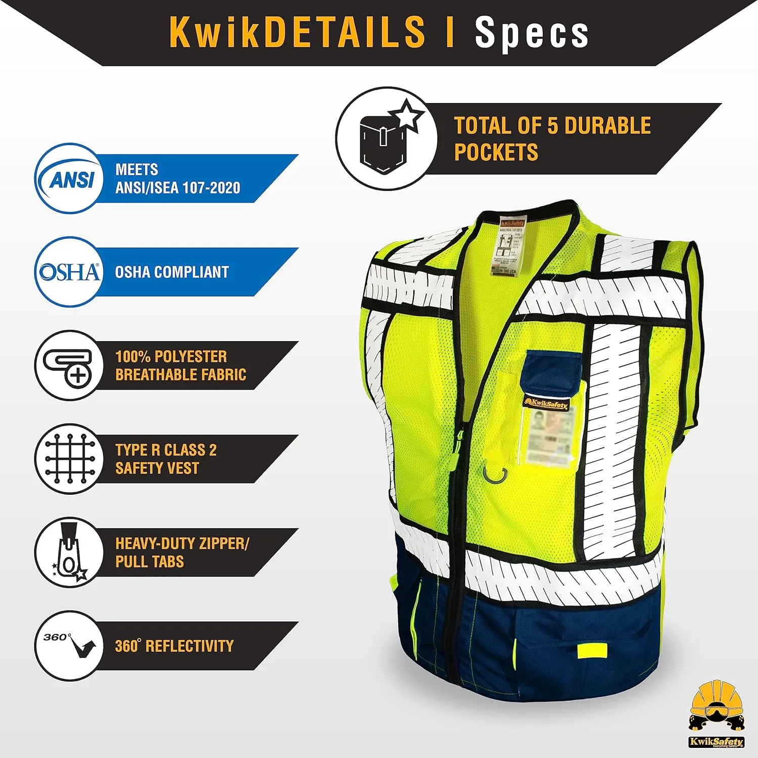 KwikSafety - Charlotte, NC - SHERIFF & SPECIALIST Safety Vest [Multi-Use Pockets & Fishbone Tape] ANSI Tested OSHA