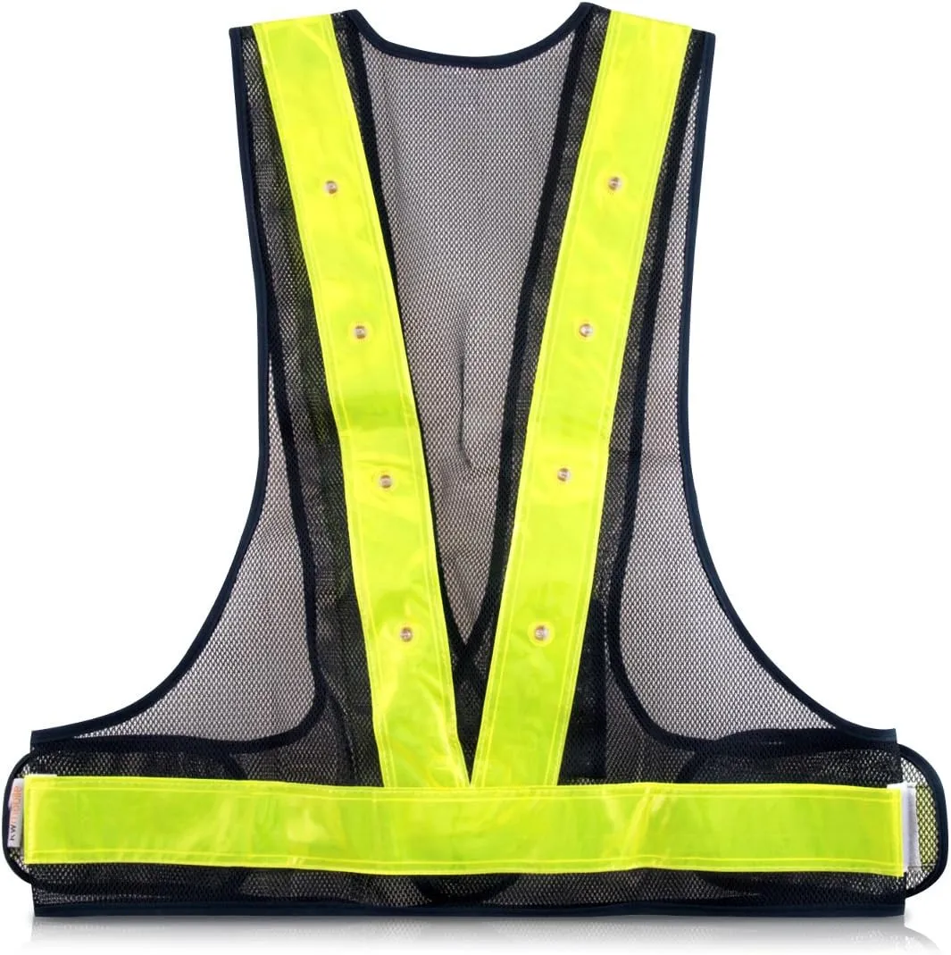kwmobile LED Light Safety Vest - High Visibility Waistcoat Traffic Outdoor Night Warning Reflector Clothing Reflective