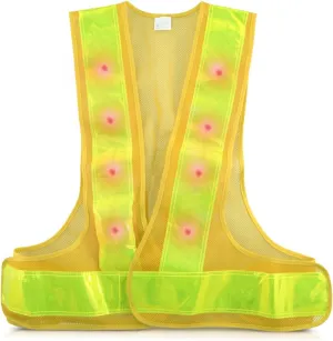 kwmobile LED Light Safety Vest - High Visibility Waistcoat Traffic Outdoor Night Warning Reflector Clothing Reflective