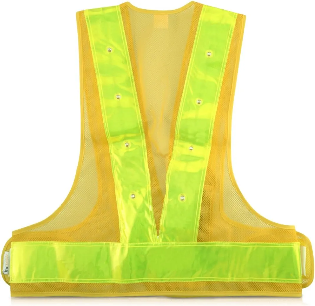 kwmobile LED Light Safety Vest - High Visibility Waistcoat Traffic Outdoor Night Warning Reflector Clothing Reflective