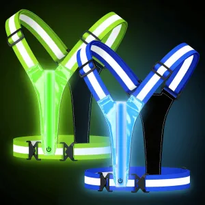 L Size - LED Reflective Running Vest, 5 Colors Light Up Running Vest Rechargeable Running Lights for Runners High Visibility Reflective Running Gear, Adjustable for Men and Women
