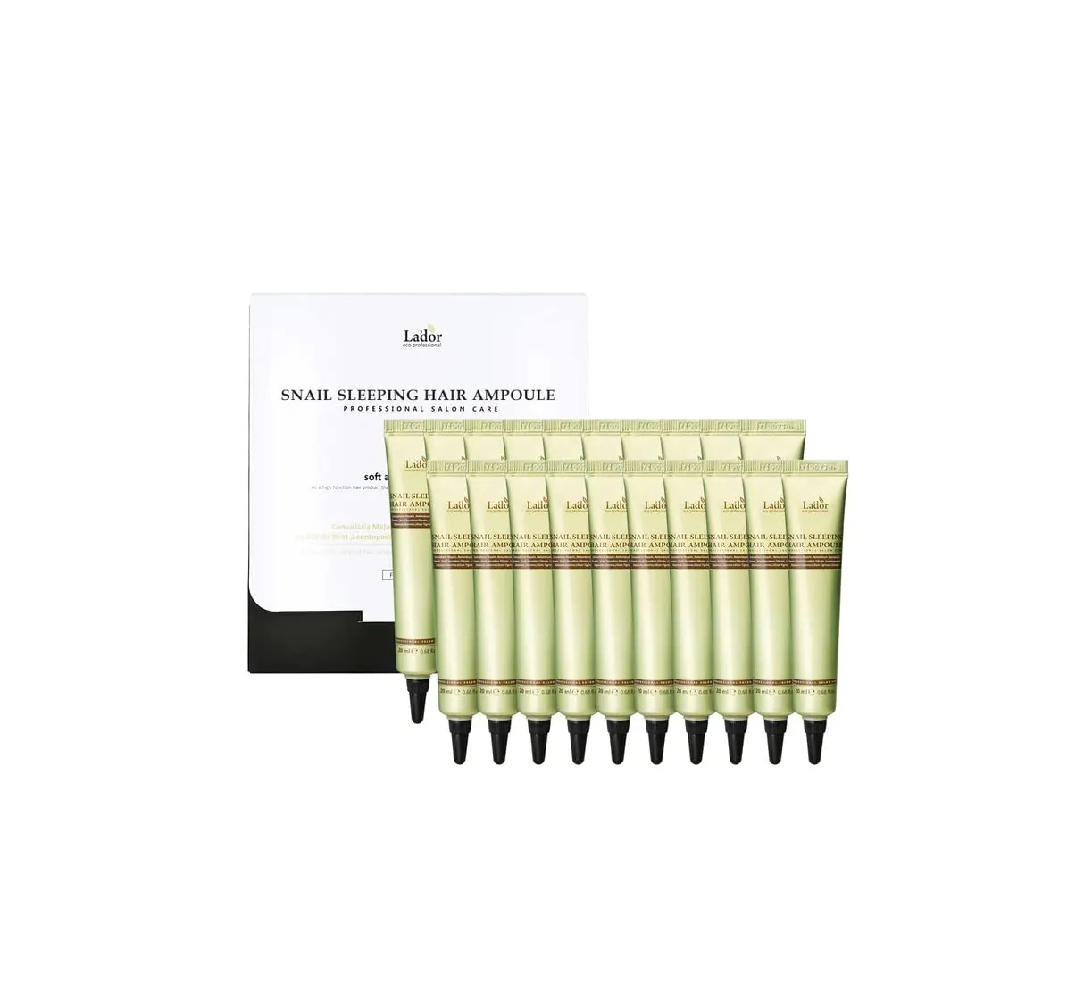 LA'DOR Snail Sleeping Hair Treatment 13.52 Fl Oz Ampoule 20ml x 20ea Nourishing Regenerating Formula Based On A Blend Of Keratin Collagen And Protein Deep Conditioner Jasmine Extract Hair Mask