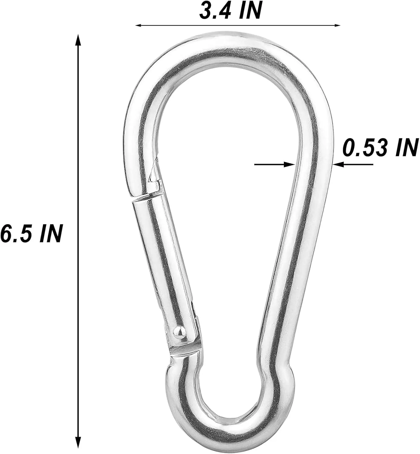 Large Carabiner Heavy Duty, 304 Stainless Steel Outdoor Carabiner Clip Spring Snap Hook