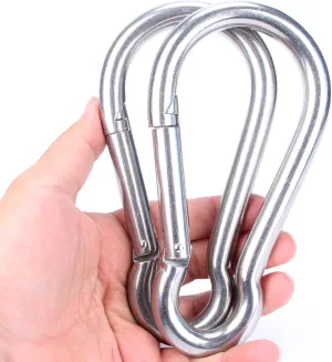 Large Carabiner Heavy Duty, 304 Stainless Steel Outdoor Carabiner Clip Spring Snap Hook