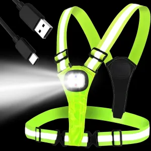 LED Reflective Running Vest,High Visibility Reflective Running Gear,Rechargeable Light Up Running Vest for Walking Running Cycling,Adjustable for Men Women Kids