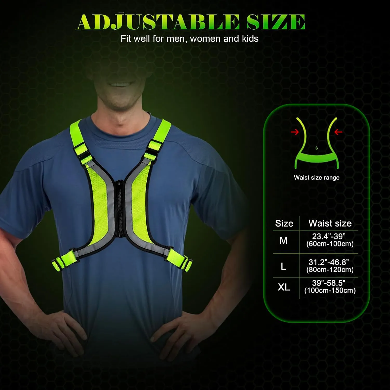 LED Reflective Vest, Light Up Running Vest, Rechargeable Reflective Running Gear for Walking Running Cycling at Night, Adjustable for Men Women