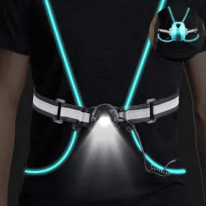 LED Running Reflective Vest Safety Night Light Rechargeable USB Lithium Battery Cycling Multicolored Fiber Optics Adjustable Light Weight Gear for Women Men Kids Jogging Biking Running