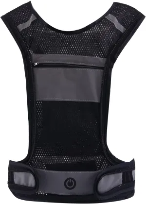 LED Safety Reflective Vest, USB Rechargeable Running Reflector Gear with Storage Pocket, Adjustable Vest