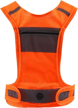 LED Safety Reflective Vest, USB Rechargeable Running Reflector Gear with Storage Pocket, Adjustable Vest