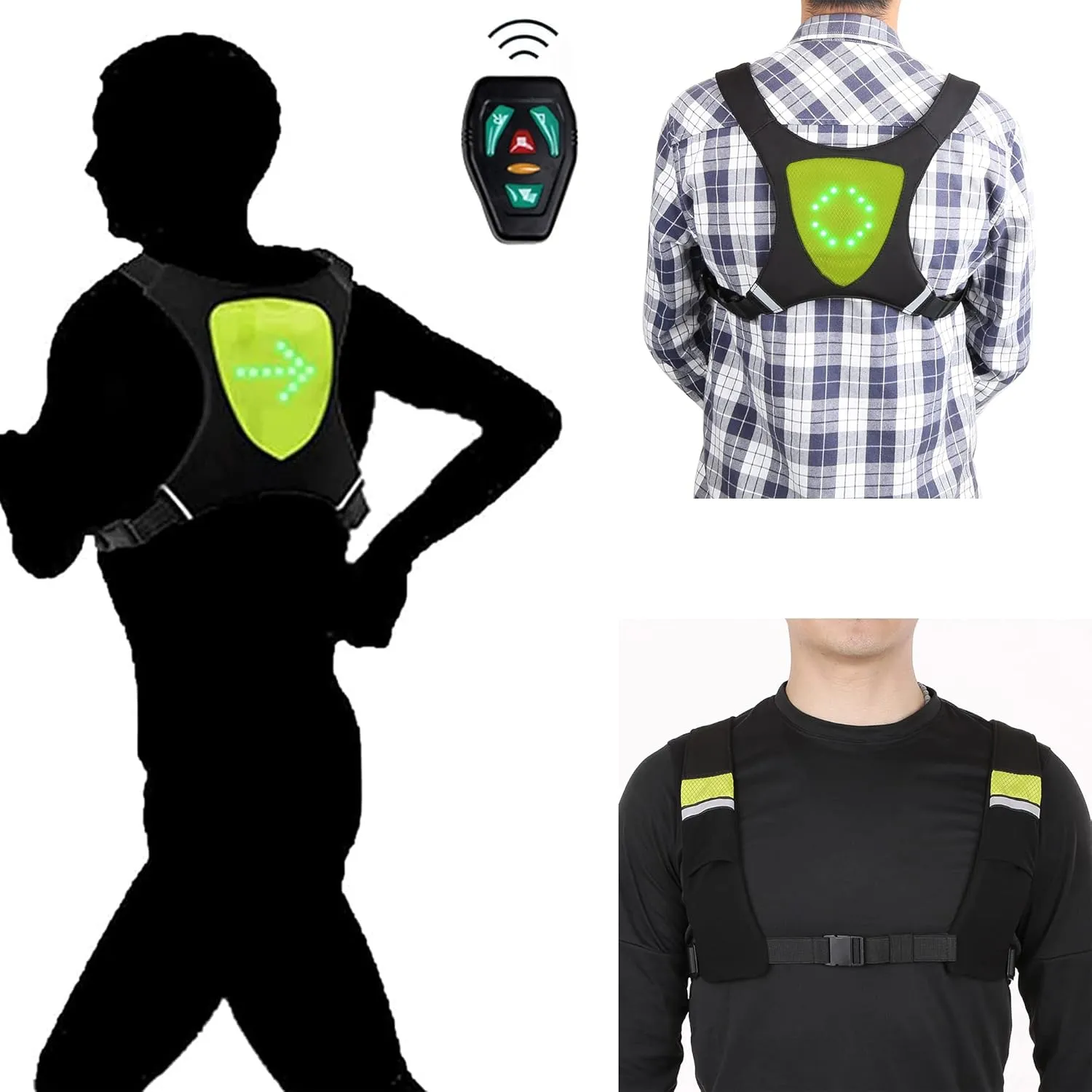 LED Turn Signal Vest USB Charging Safety Bike Pack High Visibility Direction Indicator Cycling Vest Gear