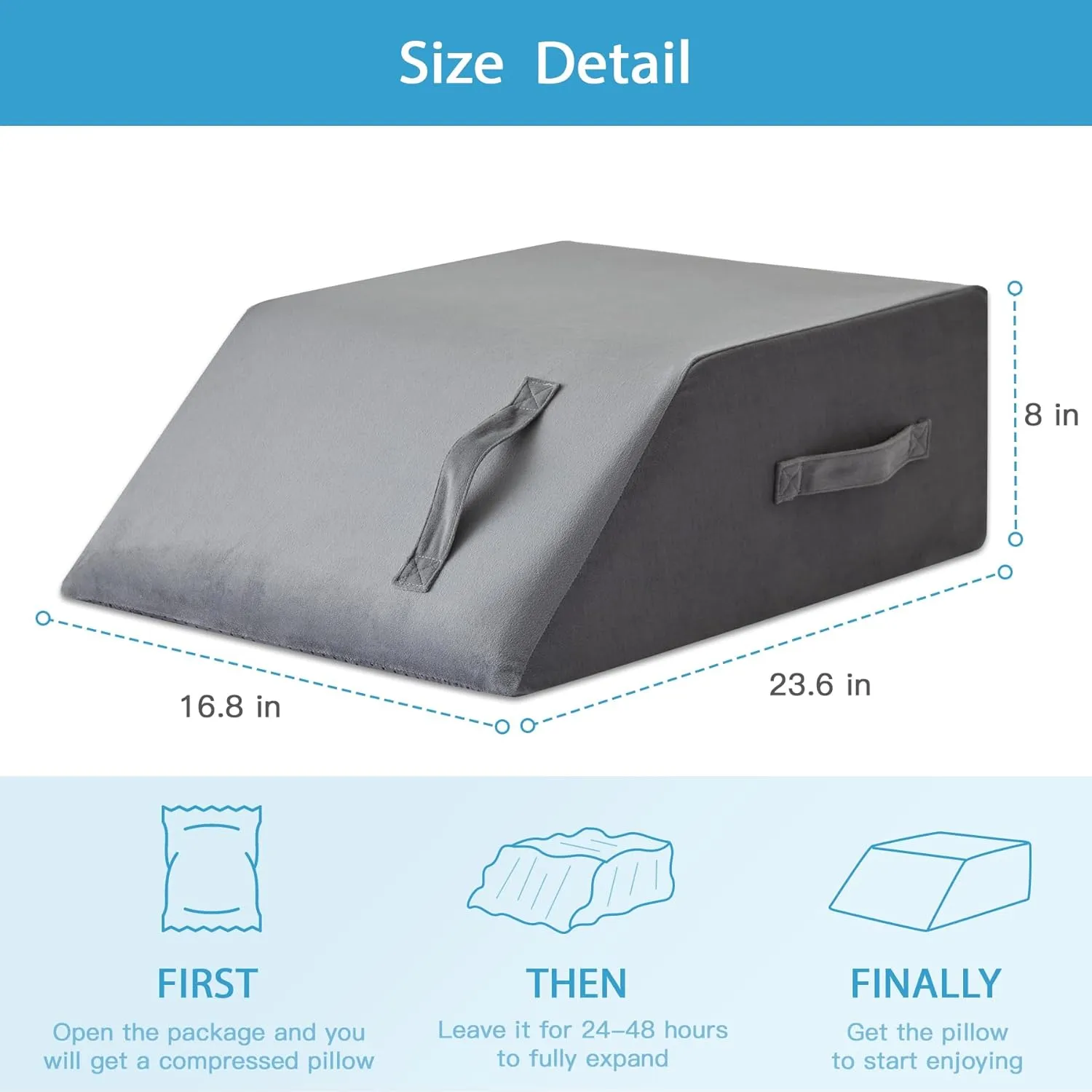 Leg Pillow Elevation Blood Circulation, Leg Wedge for Elevation for Swelling, Leg Elevating Pillow for After Surgery Memory Foam Foot Knee Pillow for Back Sleeping 23.6×16.8×8 Inch Short Plush