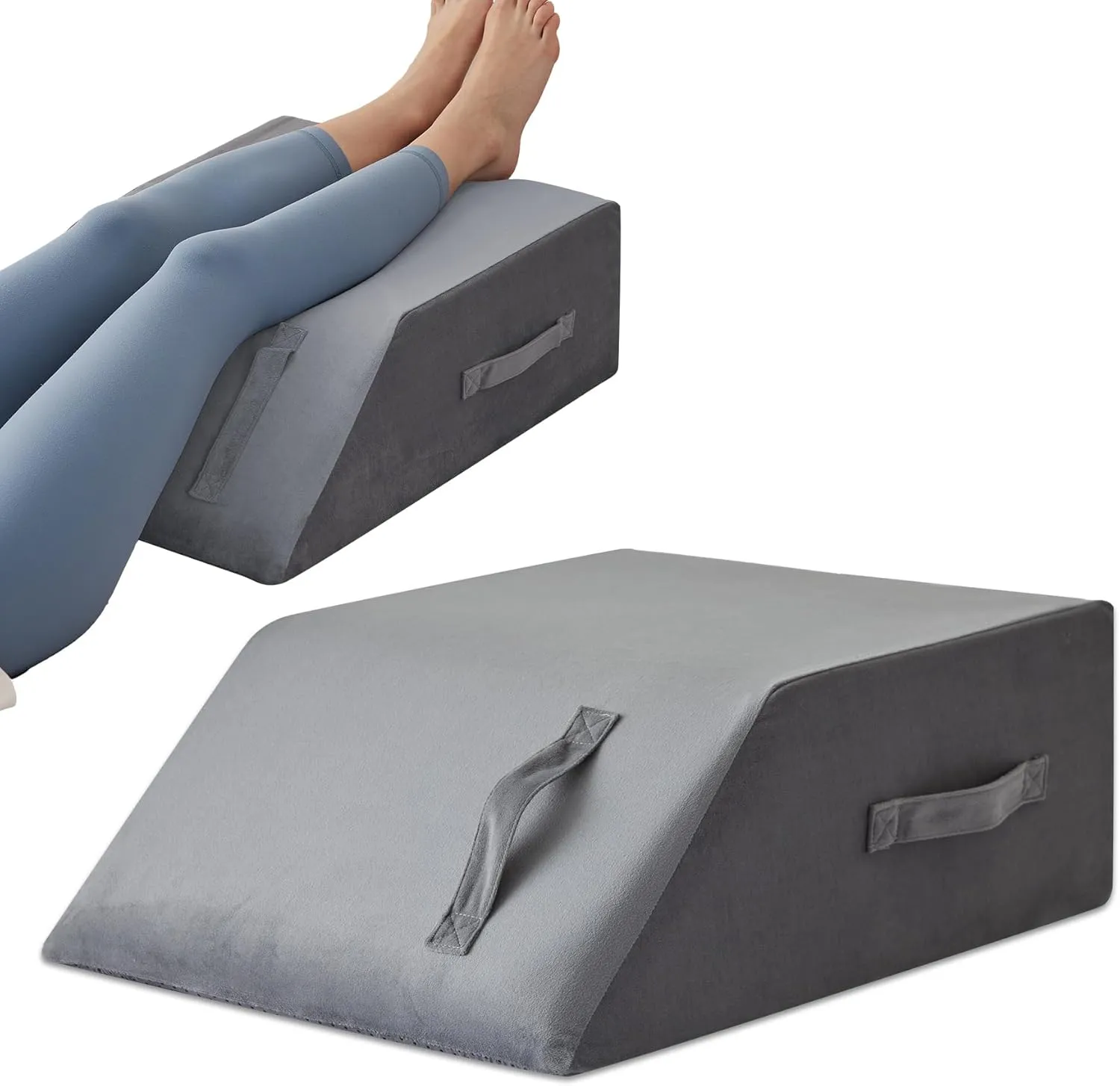 Leg Pillow Elevation Blood Circulation, Leg Wedge for Elevation for Swelling, Leg Elevating Pillow for After Surgery Memory Foam Foot Knee Pillow for Back Sleeping 23.6×16.8×8 Inch Short Plush