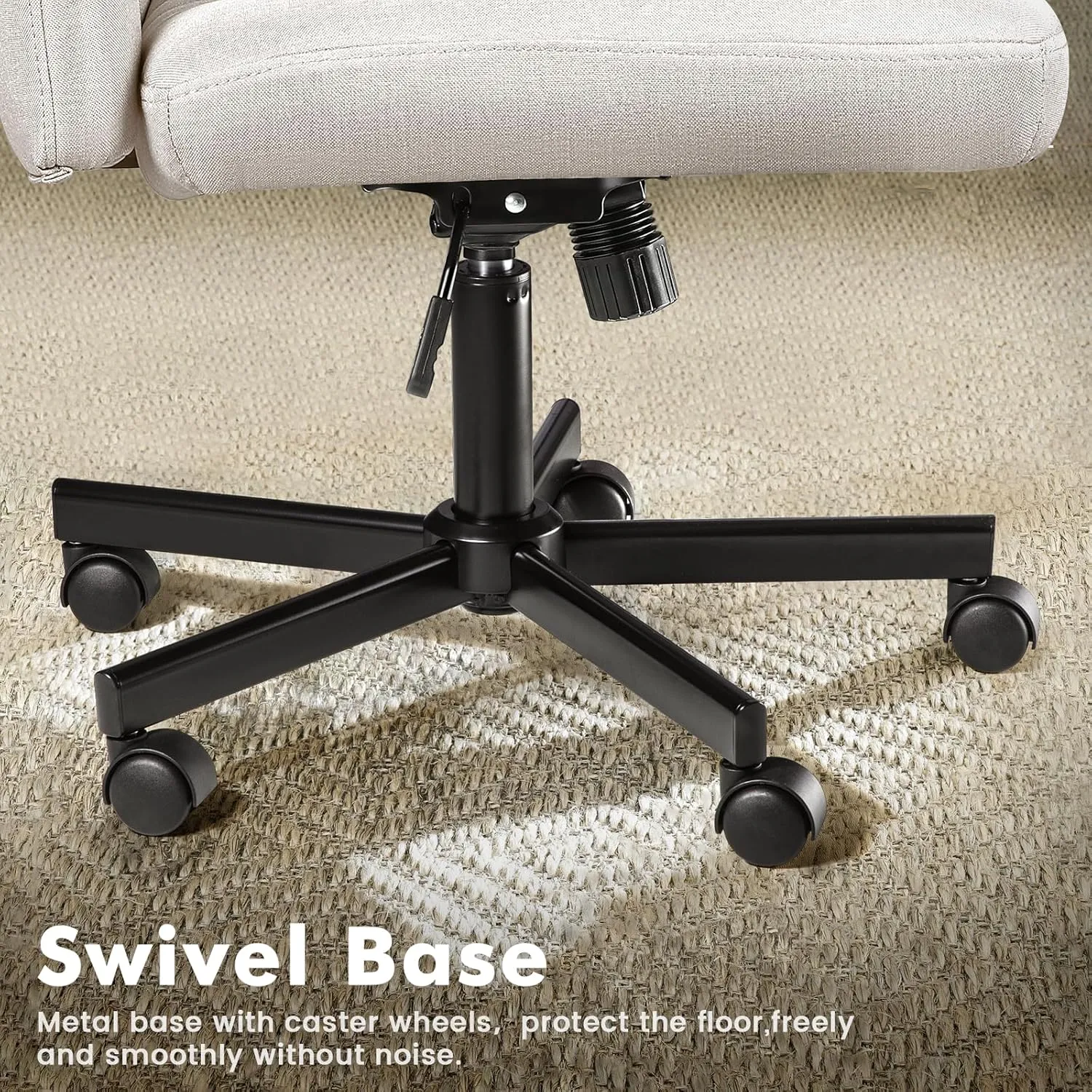 LEMBERI Criss Corss Chair with Wheels, Armless Wide Cross Legged Office Desk Chairs, Fabric Rocking Swivel Computer Task Vanity Makeup Chair for Home Office