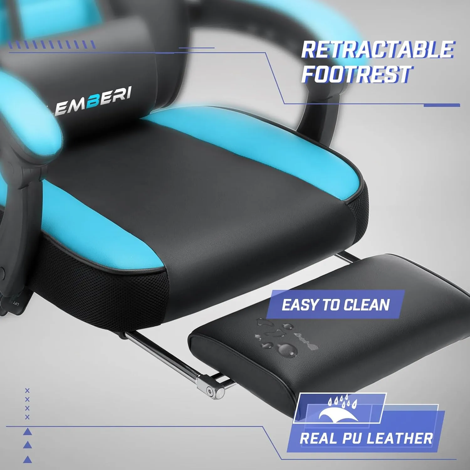 LEMBERI Gaming Chairs for Adults,Ergonomic Video Game Chairs with footrest,Big and Tall Gaming Chair 400lb Weight Capacity, Racing Style Computer Gamer Chair with Headrest and Lumbar Support