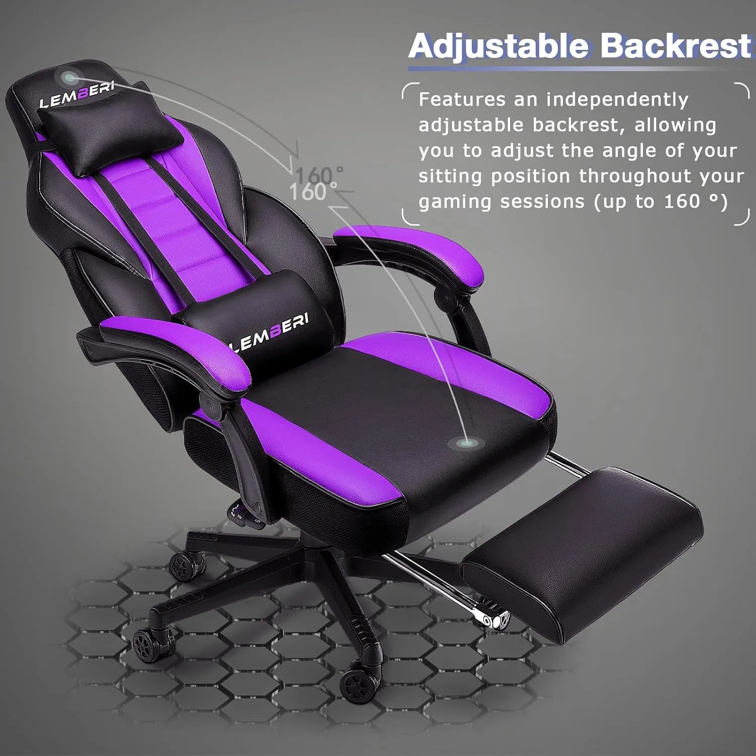 LEMBERI Gaming Chairs for Adults,Ergonomic Video Game Chairs with footrest,Big and Tall Gaming Chair 400lb Weight Capacity, Racing Style Gaming Computer Gamer Chair with Headrest and Lumbar Support
