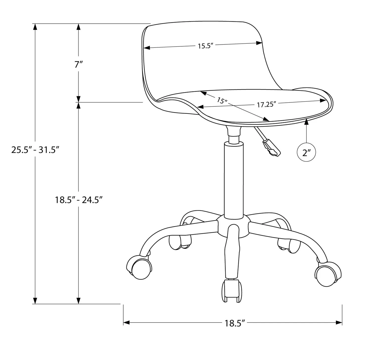 Letty 18.5" Compact Office Chair with Low Back - White|Chaise de bureau compacte Letty de 18,5 po avec dossier bas - blanche