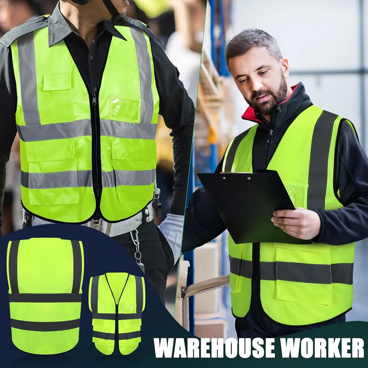 Leumoi 30 Pack Reflective Safety Vest with Pockets and Zipper High Visibility Vest for Women Men Work