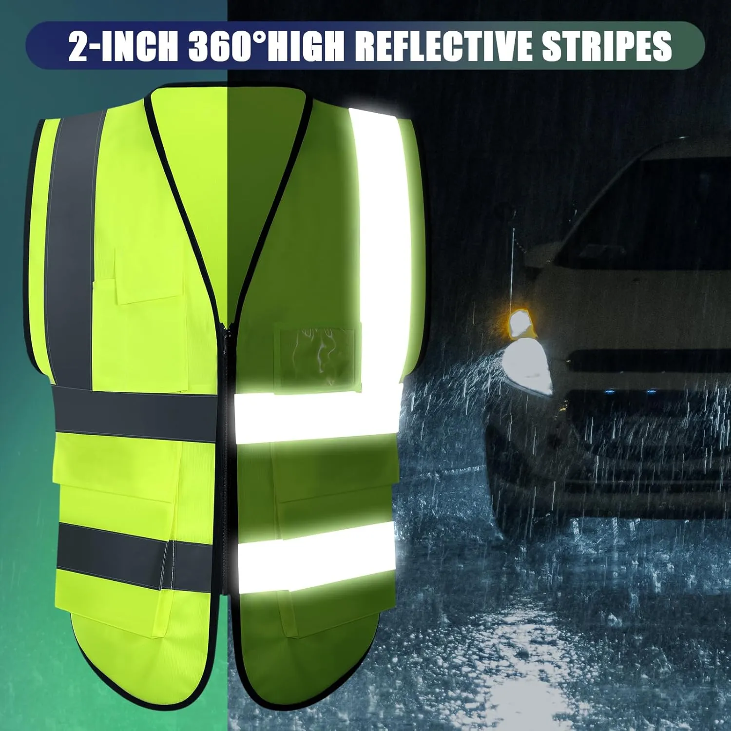 Leumoi 30 Pack Reflective Safety Vest with Pockets and Zipper High Visibility Vest for Women Men Work