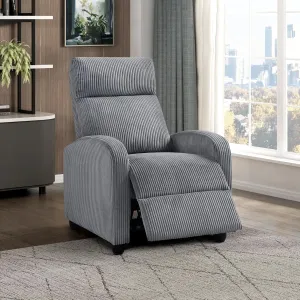 Lexicon Corduroy Pushback Recliner Chair Armchair Push Back Recliner, Solid Wood Frame and Metal Base, Easy Assembly Small Soft Single Sofa Accent Chair for Living Room/Office/Apartment, Dark Grey
