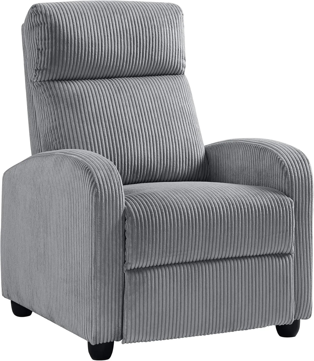 Lexicon Corduroy Pushback Recliner Chair Armchair Push Back Recliner, Solid Wood Frame and Metal Base, Easy Assembly Small Soft Single Sofa Accent Chair for Living Room/Office/Apartment, Dark Grey