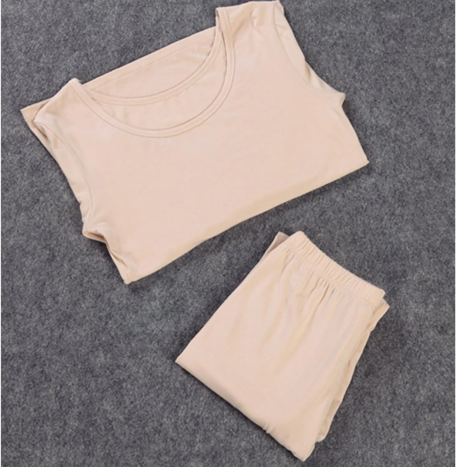 Liang Rou Women's Crewneck Long Johns Ultra Thin Modal Thermal Underwear Top & Bottom Set
