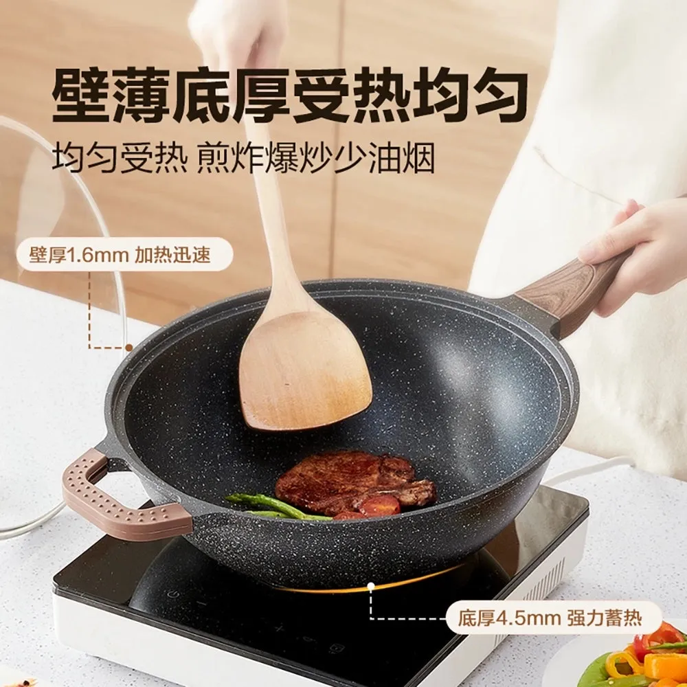 Lifease Cast Maifan Stone Frying Pan 28cm - Suitable for 1-3 People