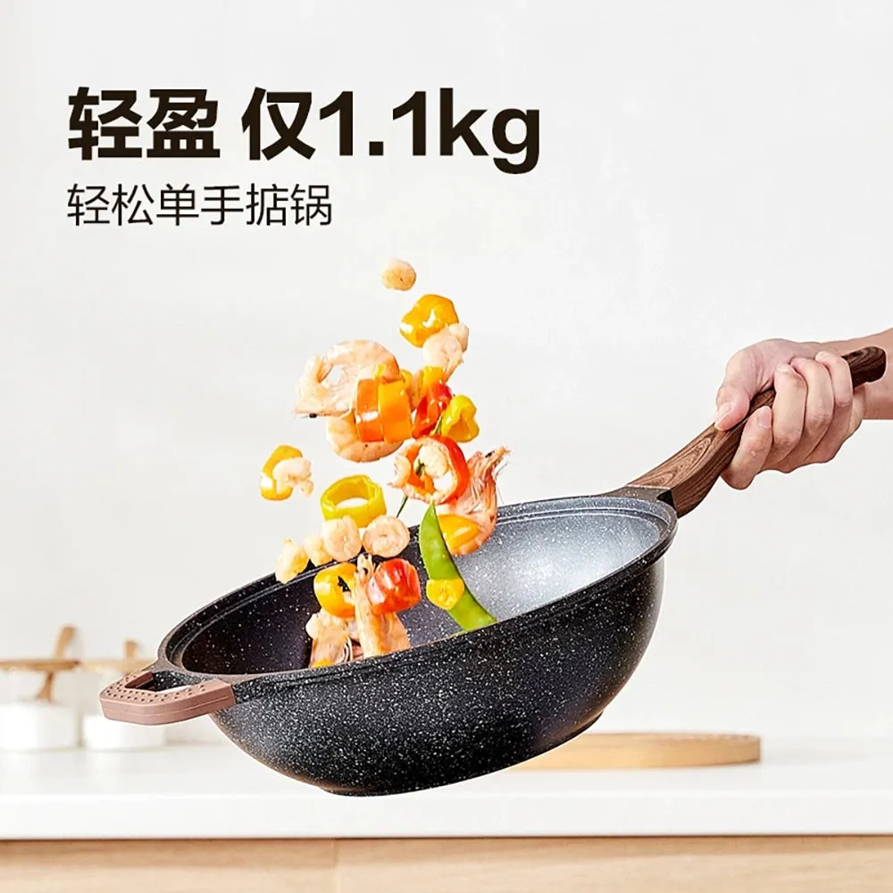 Lifease Cast Maifan Stone Frying Pan 28cm - Suitable for 1-3 People