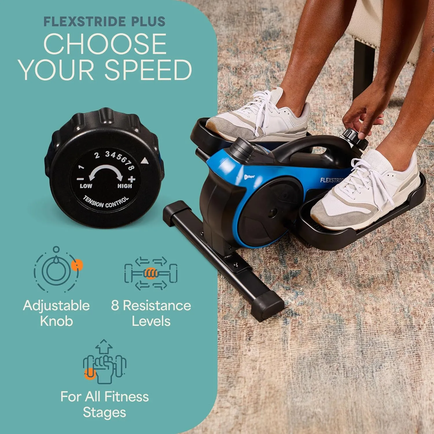 Lifepro Under Desk Elliptical Exercise Machine – Mini Bike Elliptical for Low Impact Leg & Arm Movement – Quiet Magnetic Resistance, LCD Display – Compact Seated Workout for Seniors