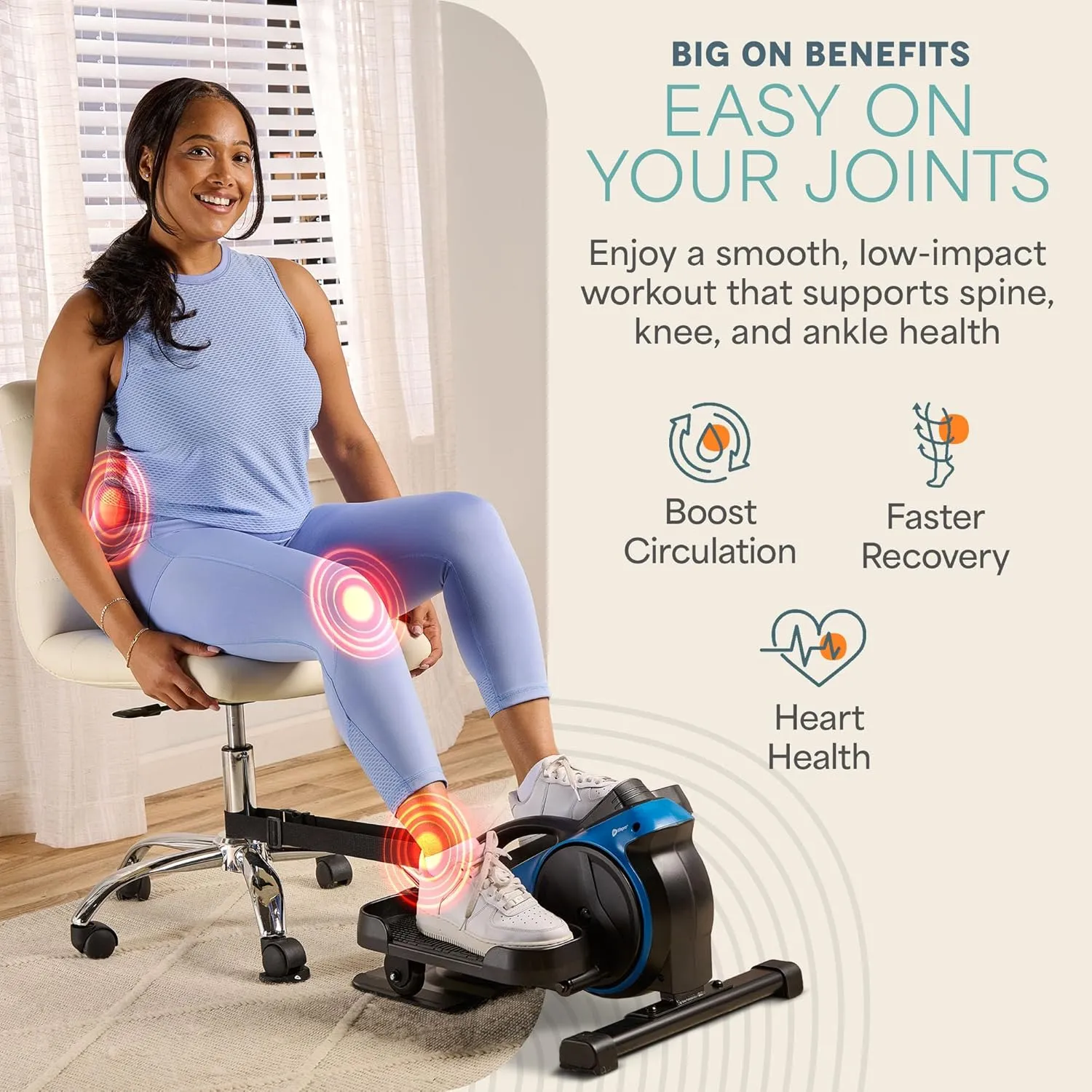 Lifepro Under Desk Elliptical Exercise Machine – Mini Bike Elliptical for Low Impact Leg & Arm Movement – Quiet Magnetic Resistance, LCD Display – Compact Seated Workout for Seniors
