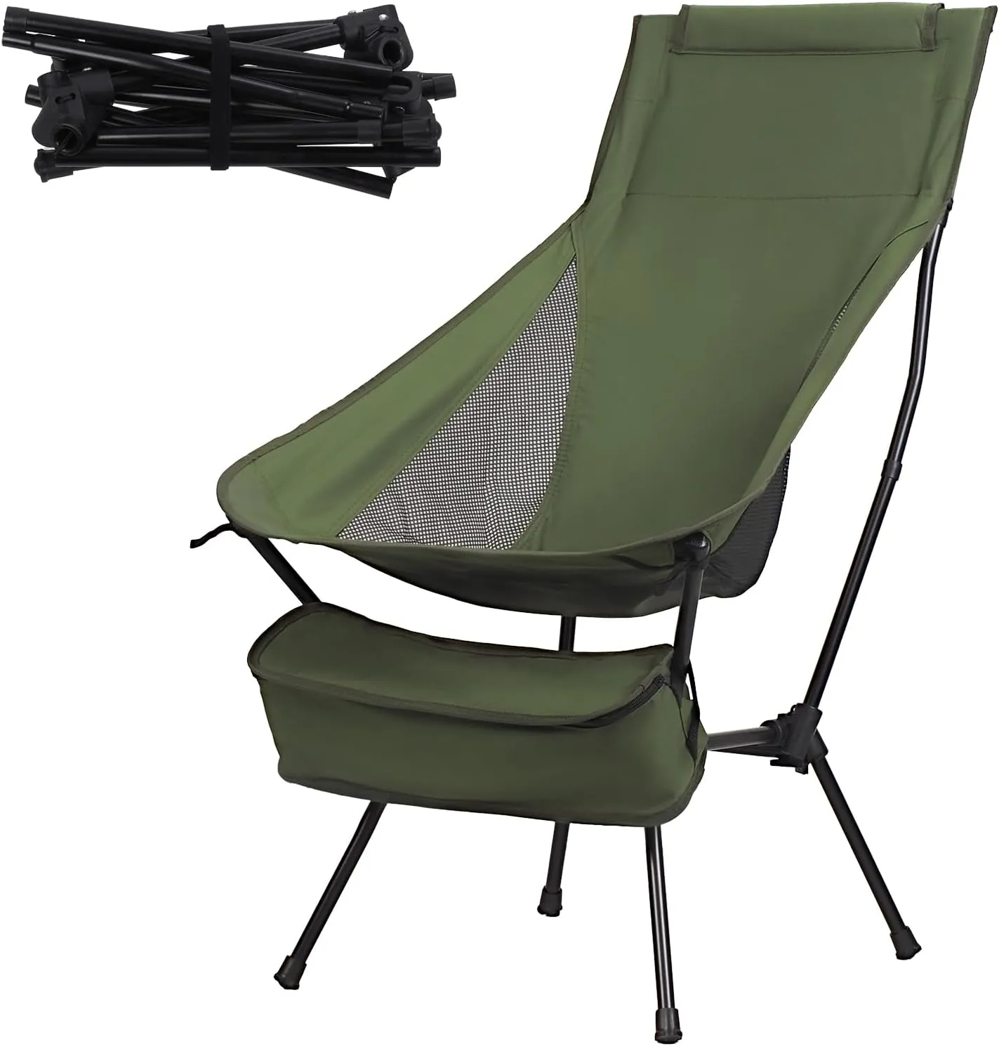 Lightweight Folding Camping Chair, Portable Outdoor Camp Chair, Compact Lawn Travel Chair, Heavy-Duty Beach Picnic Festival Seat, Breathable Mesh Backpacking Chair, Patio Deck Relaxing Chair
