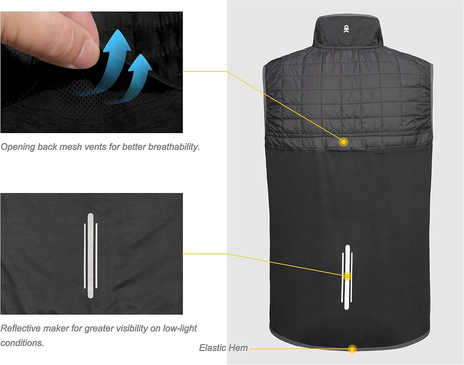 Little Donkey Andy Men's Lightweight Golf Vest Warm Outdoor Sleeveless Jacket for Hiking Travel Running Casual