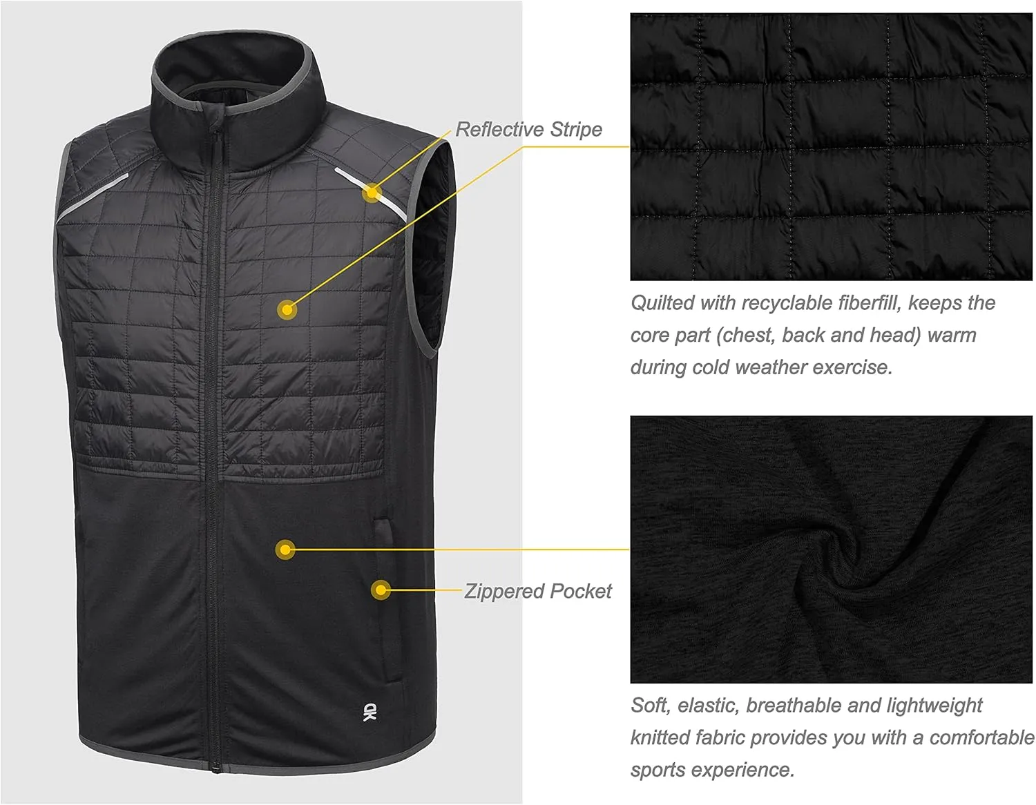 Little Donkey Andy Men's Lightweight Golf Vest Warm Outdoor Sleeveless Jacket for Hiking Travel Running Casual