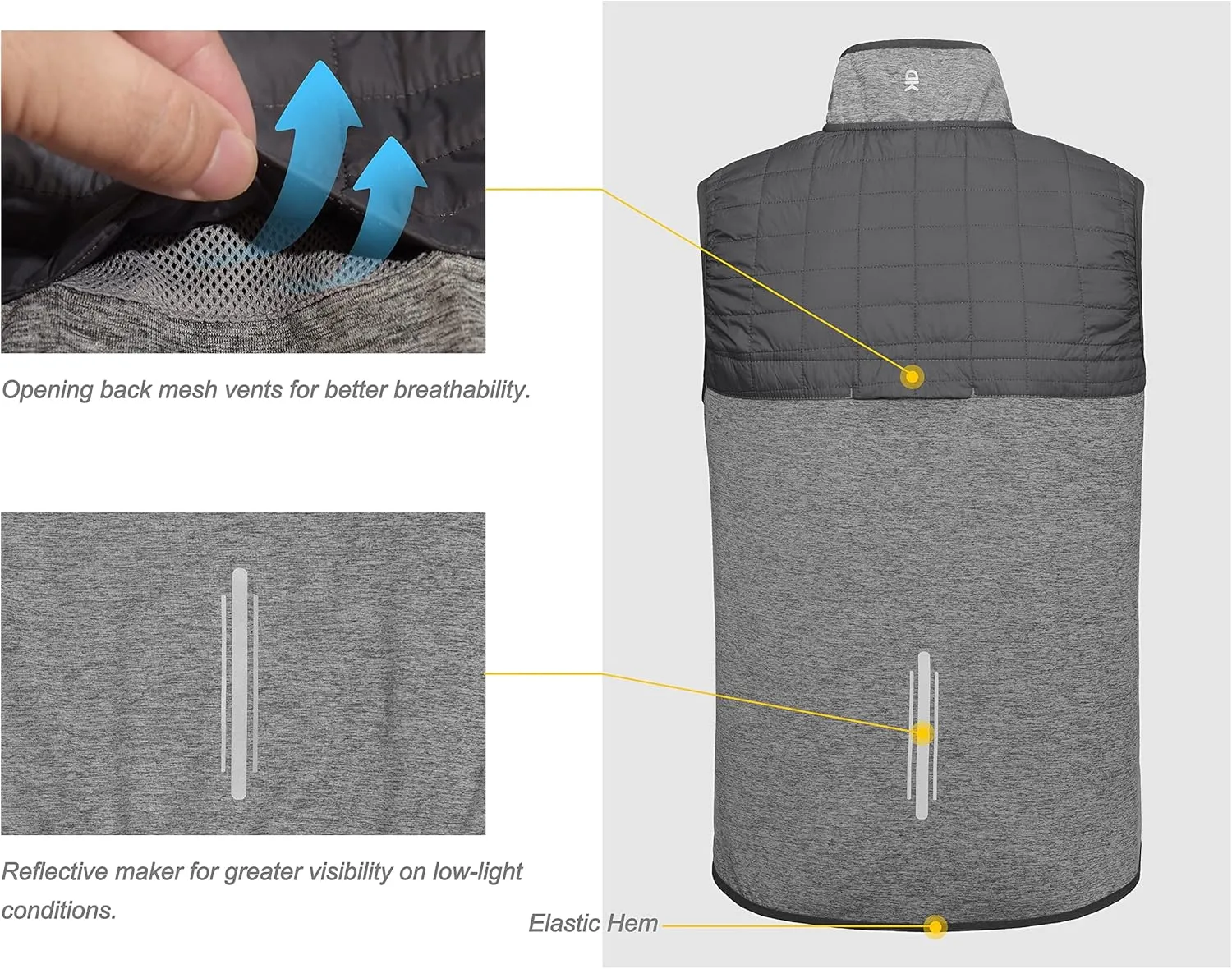 Little Donkey Andy Men's Lightweight Golf Vest Warm Outdoor Sleeveless Jacket for Hiking Travel Running Casual