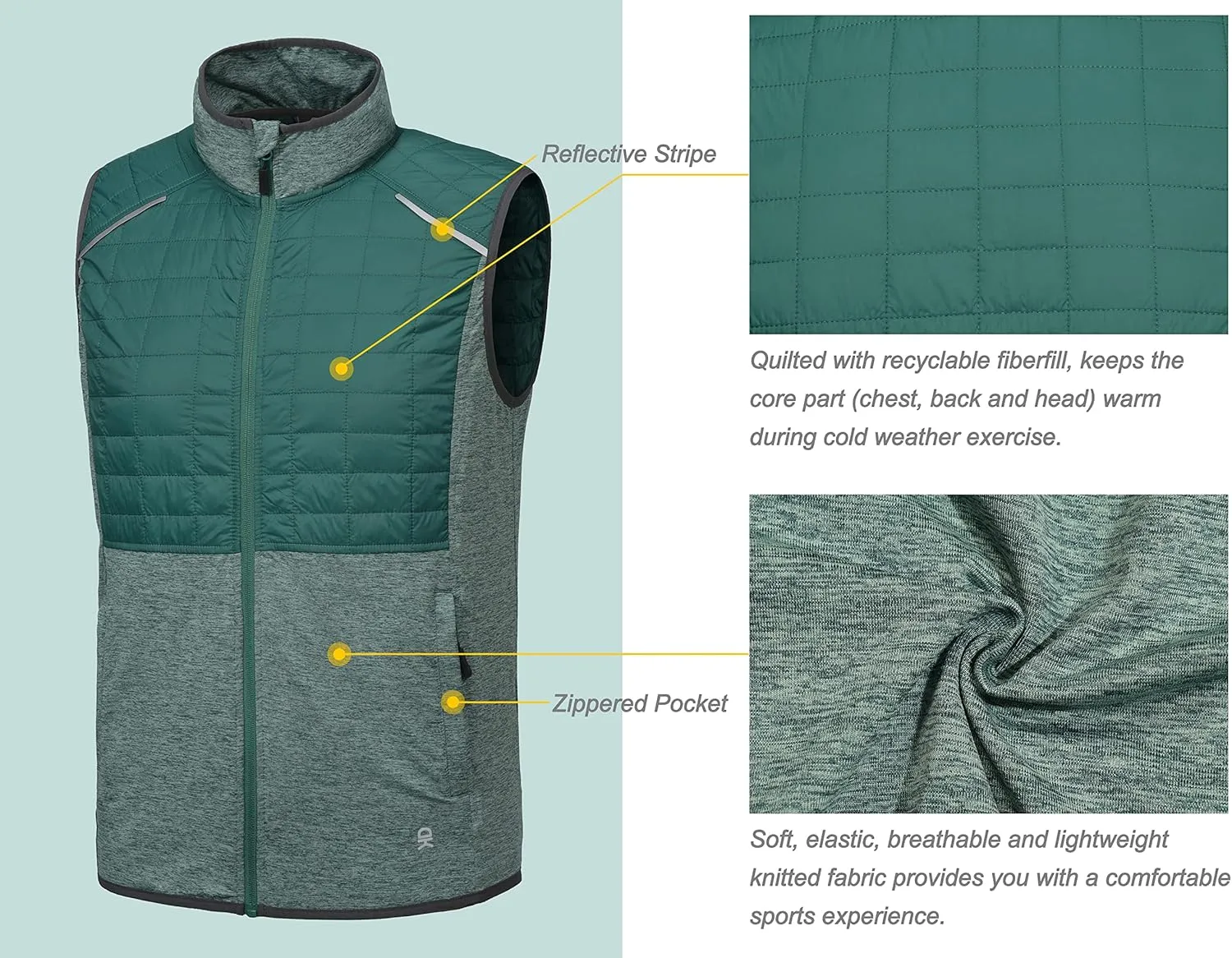 Little Donkey Andy Men's Lightweight Golf Vest Warm Outdoor Sleeveless Jacket for Hiking Travel Running Casual