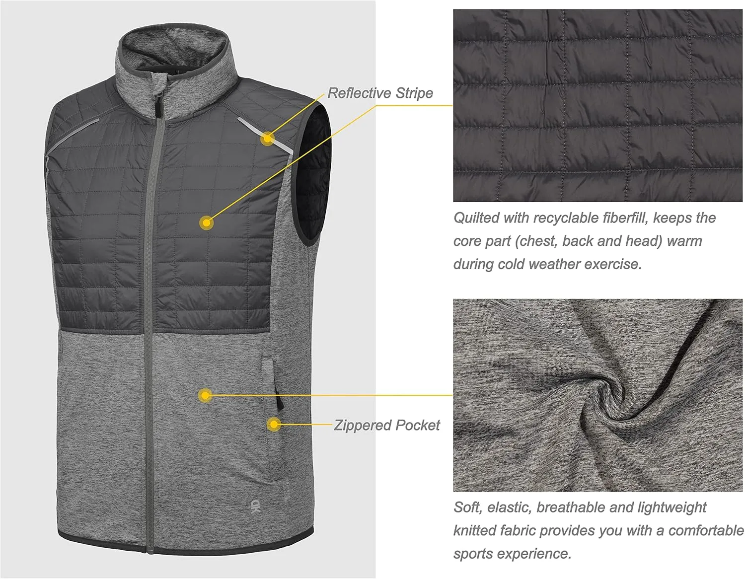 Little Donkey Andy Men's Lightweight Golf Vest Warm Outdoor Sleeveless Jacket for Hiking Travel Running Casual