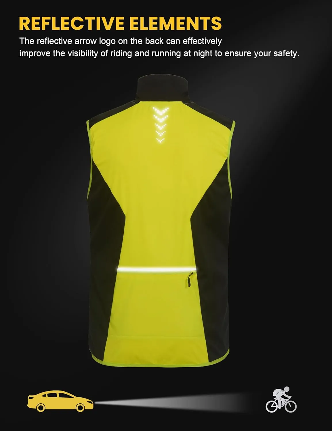 Little Donkey Andy Men's Water-resistant Outerwear Vests, Stretch Windproof Vest for Cycling, Running, Golf