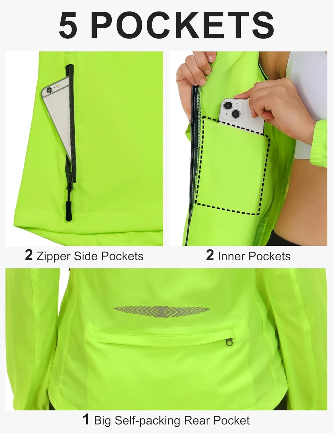 Little Donkey Andy Women's Lightweight Waterproof Cycling Jacket with Removable Sleeves & Hood for Biking Running Golf