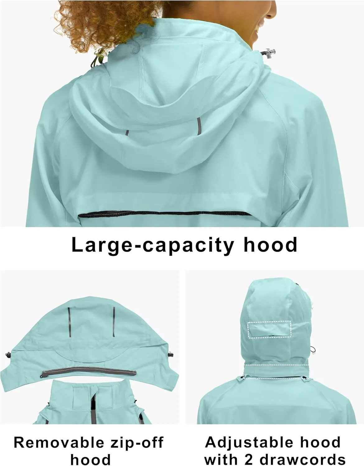 Little Donkey Andy Women's Lightweight Waterproof Cycling Jacket with Removable Sleeves & Hood for Biking Running Golf