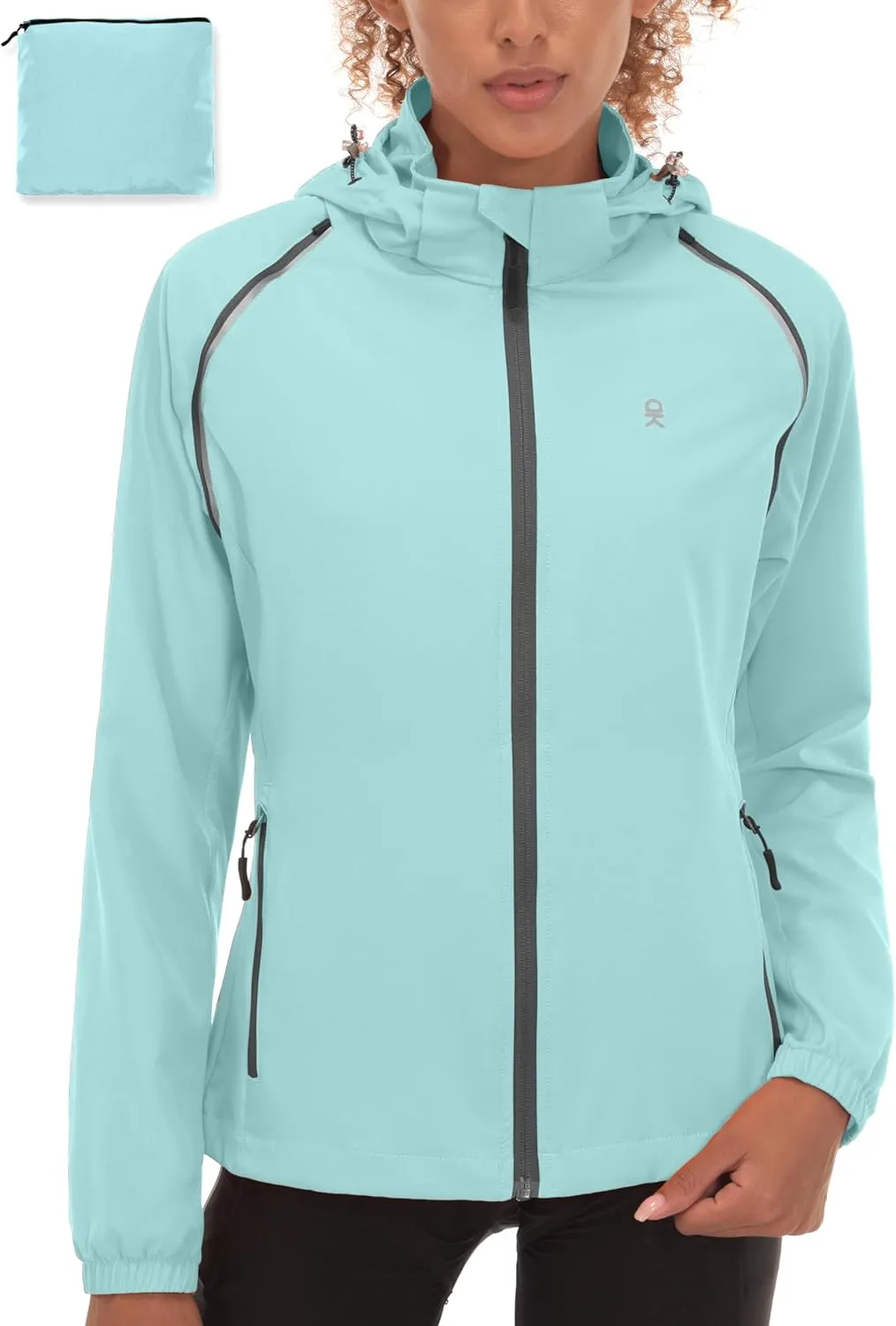 Little Donkey Andy Women's Lightweight Waterproof Cycling Jacket with Removable Sleeves & Hood for Biking Running Golf