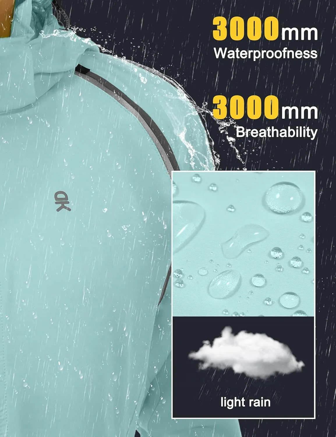 Little Donkey Andy Women's Lightweight Waterproof Cycling Jacket with Removable Sleeves & Hood for Biking Running Golf