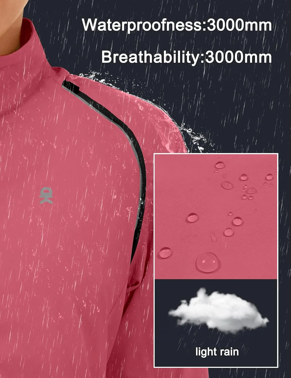 Little Donkey Andy Women's Lightweight Waterproof Cycling Jacket with Removable Sleeves for Biking Running Golf
