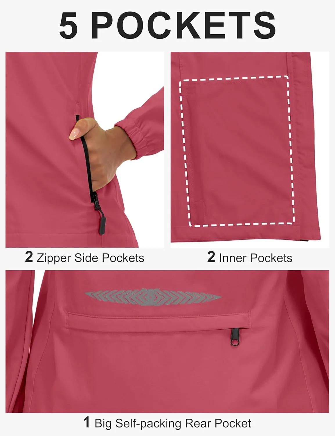Little Donkey Andy Women's Lightweight Waterproof Cycling Jacket with Removable Sleeves for Biking Running Golf