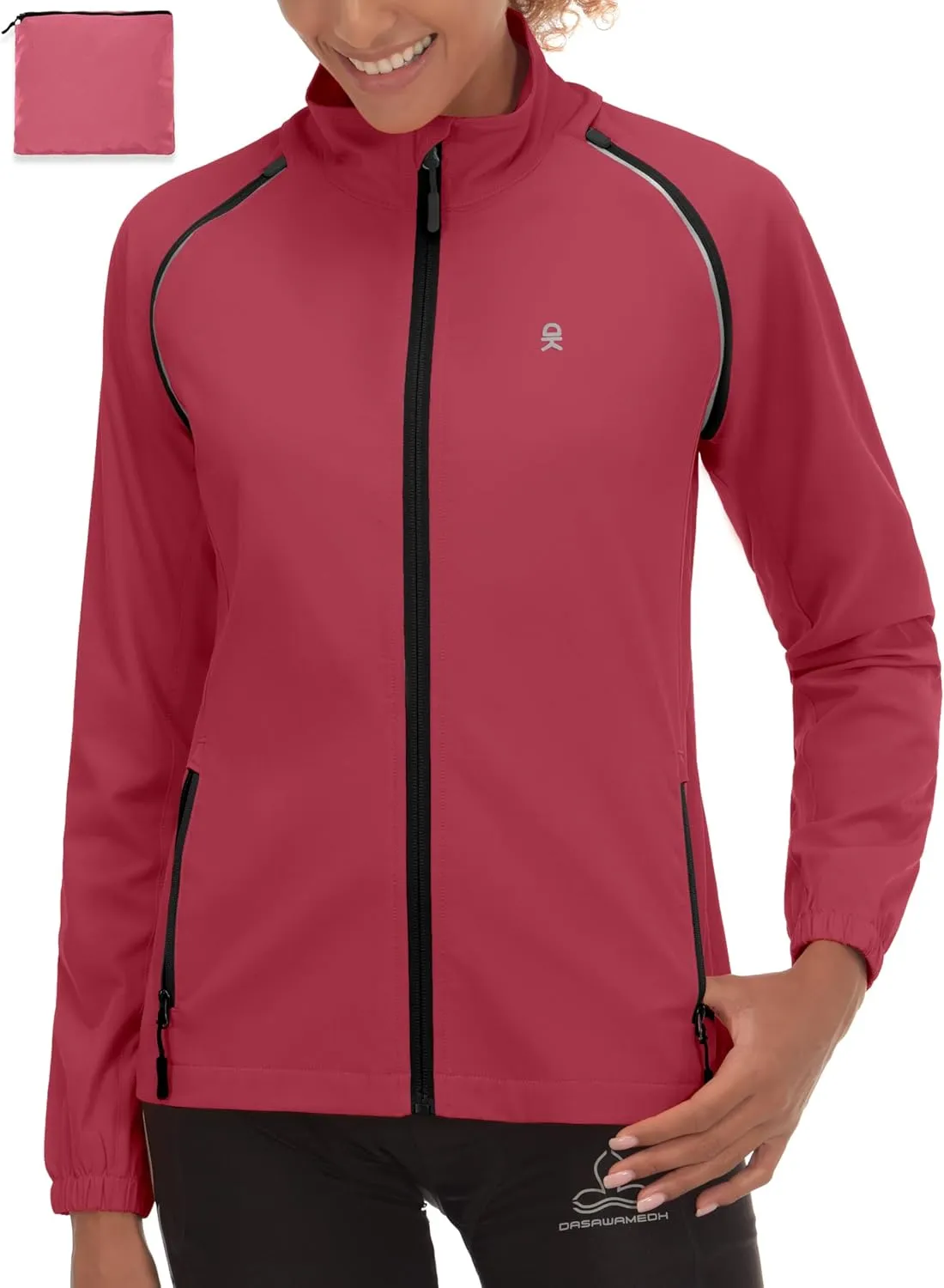Little Donkey Andy Women's Lightweight Waterproof Cycling Jacket with Removable Sleeves for Biking Running Golf