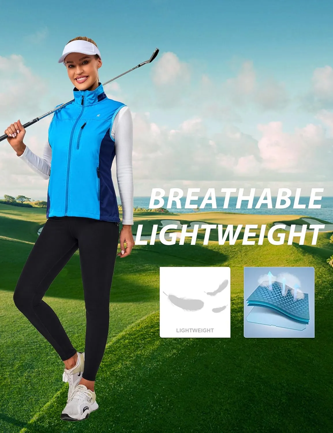 Little Donkey Andy Women's Lightweight Windproof Softshell Vest for Golf Tennis Running Cycling